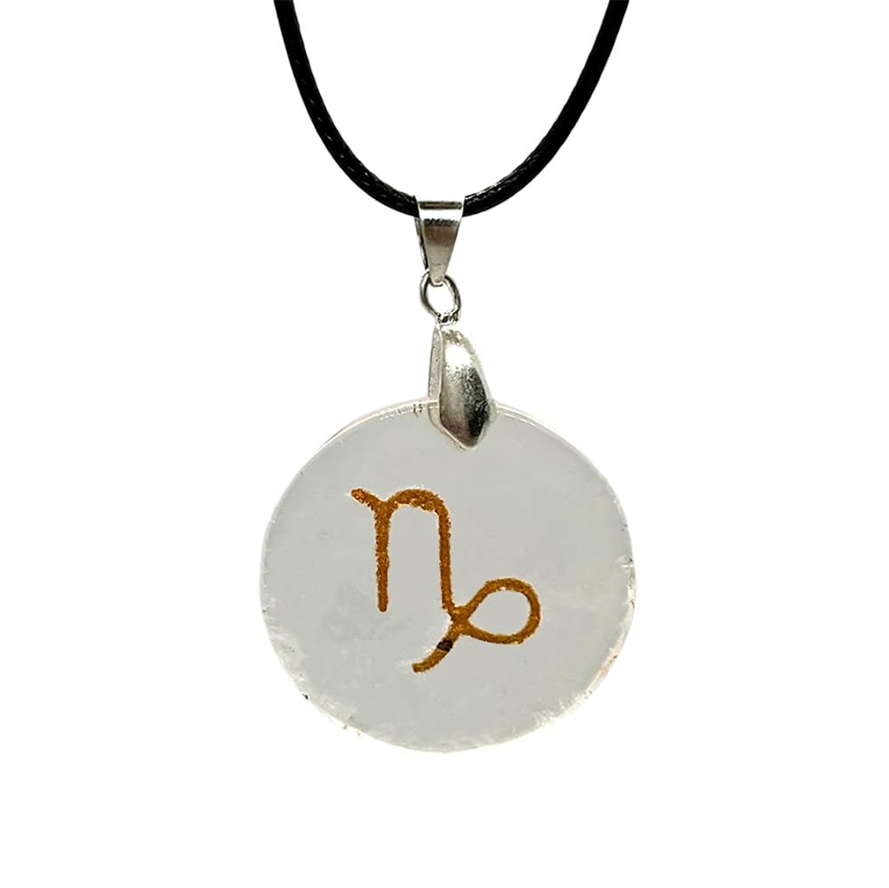 VIE Zodiac Coin Pendant, Capricorn, Clear Quartz