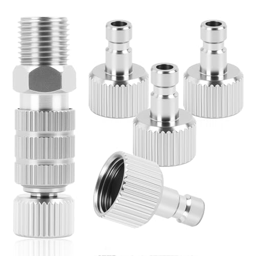 5 Pièces Kit d’Adaptateurs de Déconnexion Rapide pour Aérographe,avec Connecteurs Mâles et Femelle de 1/8 Pouce, Valve de Contrôle Réglable,...