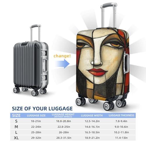 Woman'S Face Geometric Shapes Elastic Travel Luggage Covers Dustproof Scratch-Resistant Suitcase Protector Fit 22-24 Inch3
