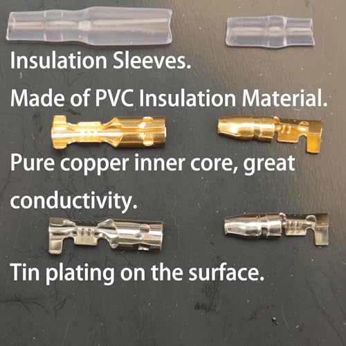 Image of 400PCS 3.9mm Bullet Connectors Male and Female, Brass Bullet Terminal Connectors with Insulation Sleeve, Crimp Terminal Connectors Automotive Electrical Connectors Motorcycle Connector Kit