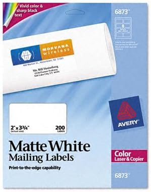 Avery 6873 Laser Labels,Matte,Mailing,2-Inch x3-3/4-Inch,200/PK,WE