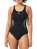 Speedo Placement Muscleback Badeanzug für Damen, Schwarz/Blau, 38 (DE 42)