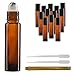 Culinaire 12 Pack Of 10 ml Amber Glass Bottles with Stainless Steel Roller Balls / Caps & (2x) 3 ml Droppers with Gold Glass Pen included
