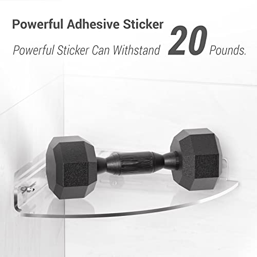 Geekdigg 2 Pack Corner Shower Caddy, Transparent Acrylic Shower Shelves, Wall Mounted No Drilling Traceless Adhesive Bathroom Storage Organizer For Living Room, Toilet And Kitchen #TOP4