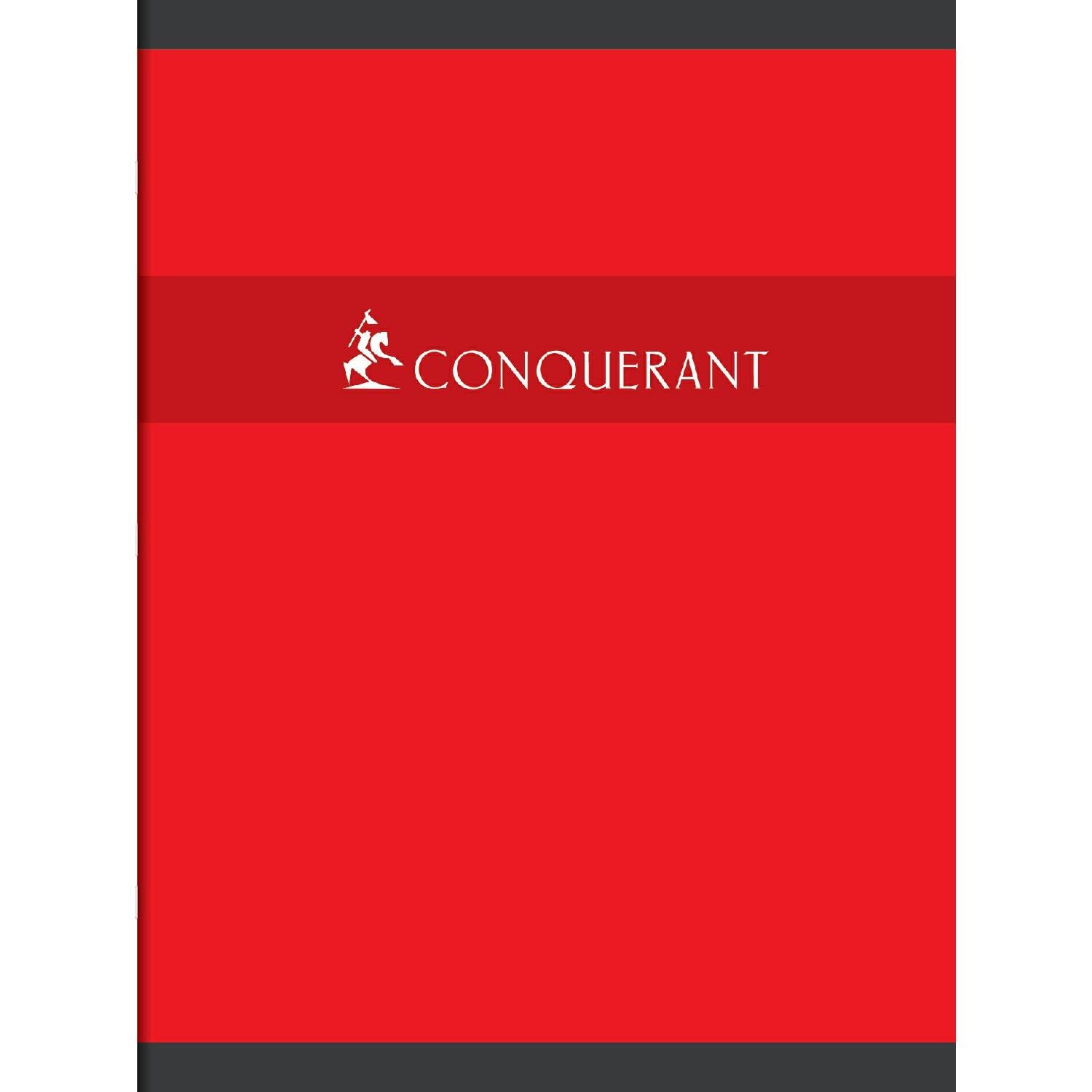CONQUERANT Lot de 10 Cahiers piqué 24 x 32 cm 192 pages 70g grands carreaux coloris aléatoires