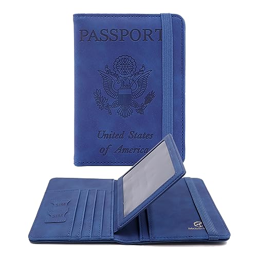 Image of Melsbrinna Rfid Passport Holder for Travel women /Men, Cute Passport Wallet Rfid Blocking Card Slots, Rfid Passport Cover /CaseTravel Wallet, Passport Book Holder (1, Blue5)