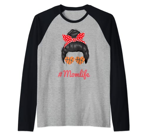 Mom Life Basketball Messy Bun Glasses Mothers Day Fun Raglan Baseball Tee
