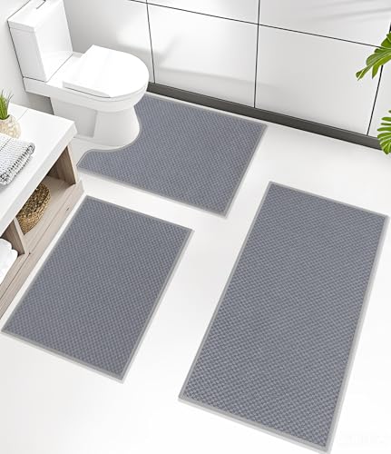 YIHOUSE Bathroom Rugs, Ultra Thin Bath Mat, Set of 5,