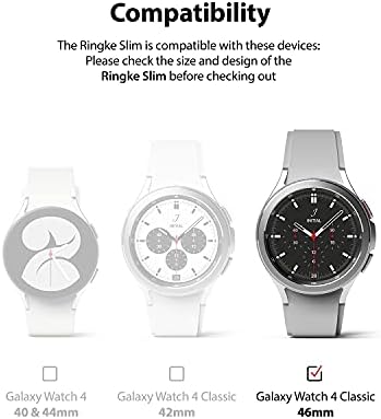 Ringke Slim Case [2 Pack] Compatible with Samsung Galaxy Watch 4 Classic 46mm, Watch4 Classic Bezel [Frame Only] Premium PC Hard Thin Cover - Clear & Black