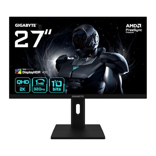Gigabyte G27Q3 27” 2K QHD Gaming-Monitor - 2560 x 1440, 320Hz, 1ms, 350 cd/m², FreeSync Premium, Display HDR400, HDMI 2.0, DisplayPort 1.4