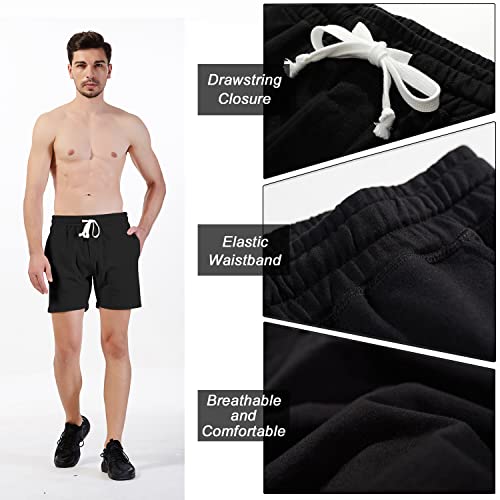 Mens Athletic Workout 5.5" Cotton Sweat Shorts with Pockets2