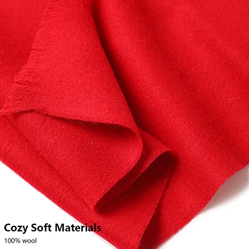 YUONNY Solid Colour Long Wool Scarf for Women Men, Unisex Super Soft Short Beard Warm Wool Scarves, Autumn Winter Lightweight Everyday Scarf Red3