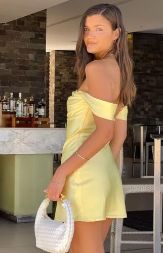 Women's Silk Satin Short Homecoming Dresses Off The Shoulder Ruched Mini Prom Dress for Teens Party4