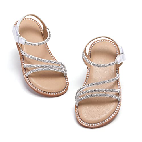 Toddler Girl Sandals - Flower Girl Dress Shoes Open Toe Little Kid Summer Flats