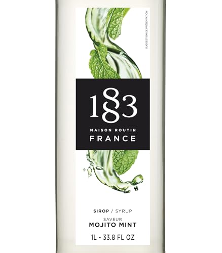 Image of 1883 Mojito Mint Syrup for Drinks, Made in France, 1 Liter Plastic Bottle