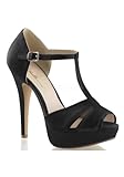  Fabulicious T-Strap Sandalette Lolita-20, Schwarz (40)