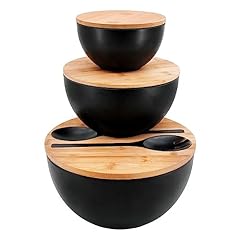Black with Bamboo Lid & Serving Utensils