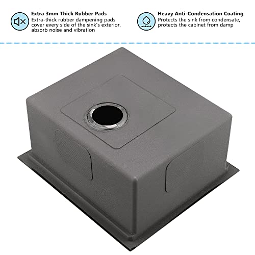 19 Inch Black Undermount Bar Sink Workstation-Vasoyo 19"X18" Matte Black Stainless Steel Undermount Kitchen Sink Outdoor Rv Sink 16 Gauge Deep Single Bowl Small Bar Prep Sink With Cutting Board #TOP6