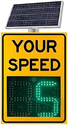 Solar Powered LED Speed Display Sign, 23.62"x35.43" Aluminum Traffic Feedback Board, Radar Speed Alert System, Outdoor Safety Warning, Effective Traffic Control Device for Drivers