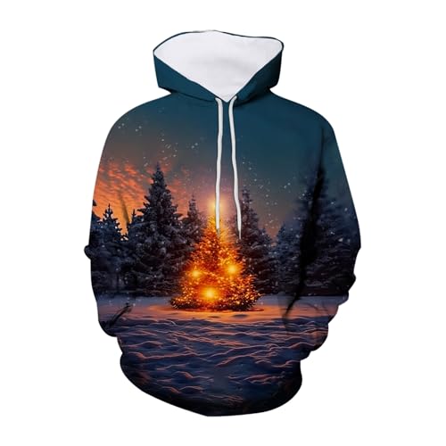 Merrry Christmas Hoodies for Men Xmas Tree Santa Claus Jumpers Unisex Women Sweatshirt Reindeer Graphic Printed Jingle Bells Hoodie Pullover Dwarf Fairy Angel Elk Sweatshirts, Grey, M