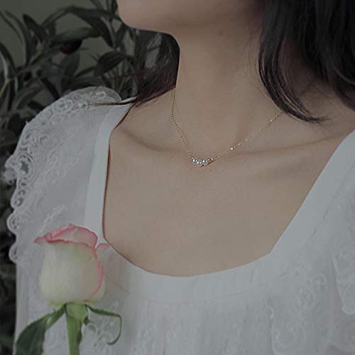 2 Pcs Mini Pearls Choker Necklace & White Baroque Freshwater Cultured Pearls Earring Jewelry Set Delicate Handmade 14K Gold Fill Choker & Earring Jewelry Gift For Women And Girls #TOP3