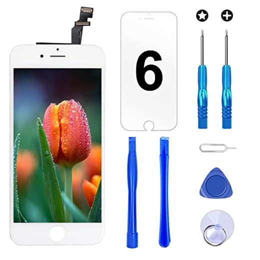 Brinonac Ecran Tactile LCD pour iPhone 6 Vitre De Remplacement LCD Ecran Assemblé avec Kit De Réparation (Blanc, 4.7 Pouces)