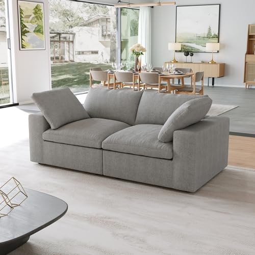 Image of JACH Modular Sectional Couch, Love Seat Sofas, Modern Convertible Cloud Couch, Cushion Covers Removable, Comfy Sectional Sofa for Living Room Apartment (Grey)