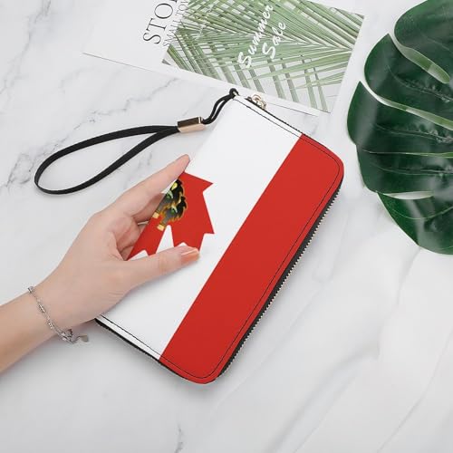 Canada Maple Syrup Canadian Flag Women's Leather Clutch Wallet with Zip Card Holder Hand Strap Large Capacity4