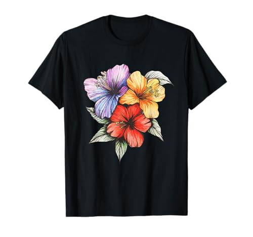 Hawaii Summer Flowers Colorful Hibiscus Bouquet T-Shirt