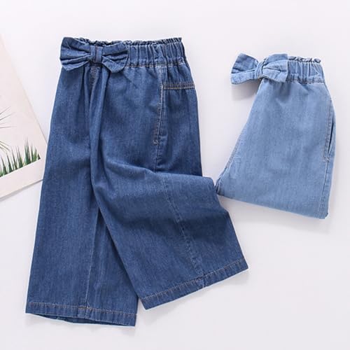 Jeans amples filles anti-compression avec taille élastique en coton 2-9 ans