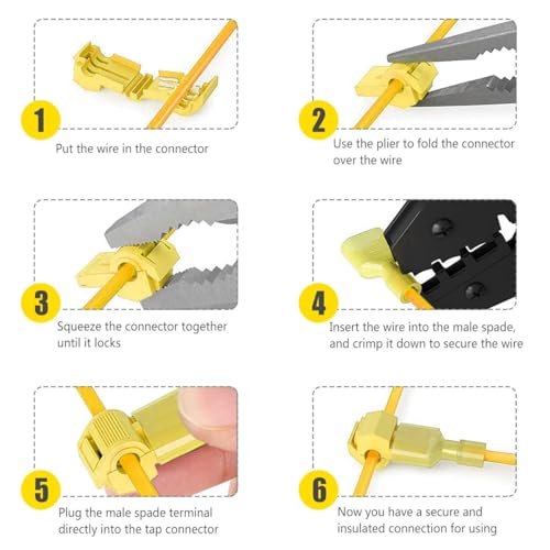 Sopoby 360PCS T Tap Wire Connectors AWG 22-10 Electrical Connectors Waterproof Quick Wire Splice Taps with Insulated Male Quick Disconnect Terminals Assortment Kit - Thumbnail 4