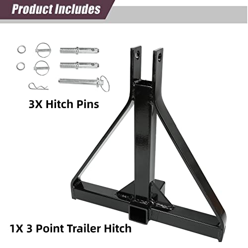 2" Receiver 3 Point Quick Trailer Hitch Category 1, Heavy Duty Tractor Tow Drawbar Adapter Compatible With Bx Kubota, John Deere, Lm25H Wlm Tractor, Nortrac, Kioti, Yanmar, Cat #TOP4