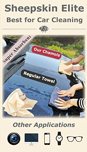 Sheepskin Elite Chamois Drying Cloth Car Drying Towel Real Leather Super Absorbent Fast Drying Natural Chamois Car Wash Cloth Accessory (2 Sq Each, 4 Sq Ft In Total) #TOP6