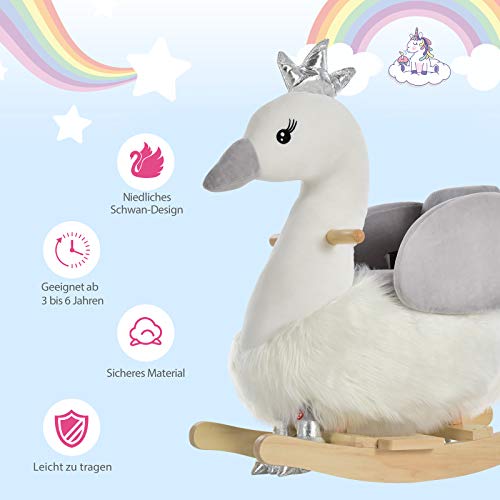 HOMCOM Schaukelpferd für Kinder in Weiß 60 x 33 x 59 cm