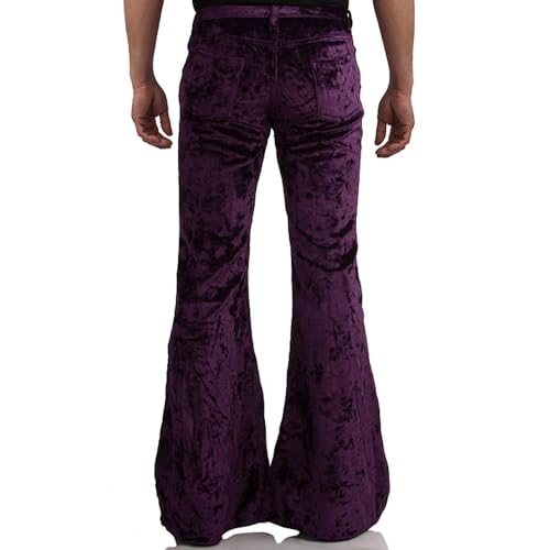Image of EVEDESIGN Mens Bell Bottom Velvet Pants 60s 70s Disco Outfits for Men Vintage Flared Jeans
