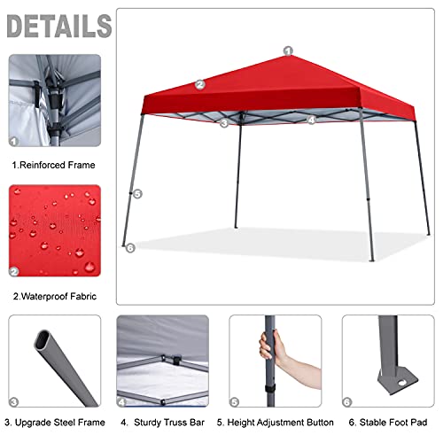 Mastercanopy Portable Pop Up Canopy Tent With Large Base(10X10,Red) #TOP1