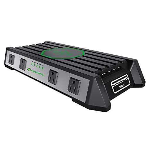 Megawell Power Strip Surge Protector Wireless Charger 9 Ac Multiple Outlets 4 Usb Charging Port 4 Ft.plug And Extension Cord For Home, Office, Travel, Computer Desktop, Phone Charging #TOP21