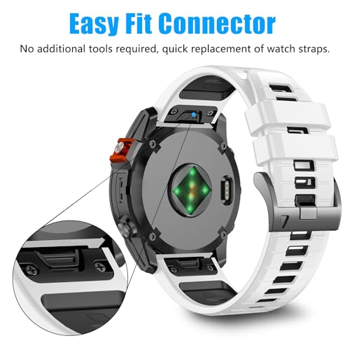 Image of 22mm Compatible with Garmin Fenix E /8 /8pro AMOLED 47mm /Fenix 7 /7 Pro /6 /6 Pro /5 /5 Plus Watch Band,Soft Quickfit Silicone Straps for Forerunner 970 965 955 /Approach S70 47mm /tactix 8 /quatix 7 8 47mm