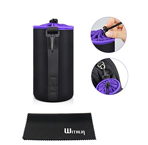 WITHLIN Funda de Lente de cámara Gruesa Grande Funda de Felpa Suave y Neopreno para Lente DSL de cámara SLR (Canon Nikon Fuji Panasonic Sony Olympus Pentax, etc.)