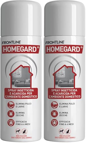 Frontline Homegard Spray Insetticida, Antipulci per Ambienti ad Azione Rapida, Protegge Mobili e Tessili di Casa, Elimina Pulci, Zecche, Uova e Larve fino a 6 mesi, Formato 250 ml (Confezione da 2)