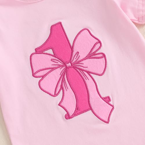 Baby Girl 1st Birthday Outfit Bow Ruffle Short Sleeve Romper Bodysuit T-Shirt Tutu Skirt Shorts Set Summer Clothes4