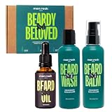 Men Rock Beard Care Gift Set with Beard Wash, Beard Balm and Beard Oil to Keep Beard Under Control, Sicilian Lime and Caffeine Fragrance 2 x 100ml, 1 x 30ml