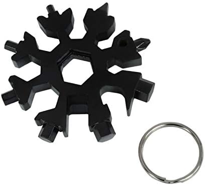 ROSE KULI 18-in-1 Snowflake Multi Tool Stainless Portable Steel Multi-Tool for Outdoor Travel Camping Adventure Daily Tool (Black)