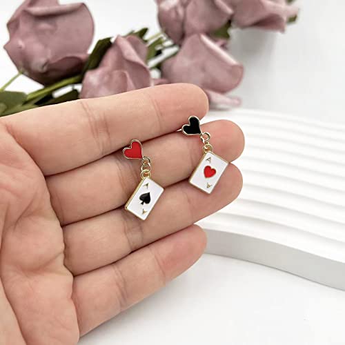 CSIYANJRY99 Queen of Hearts Earrings for Women Red Heart Poker Clock Drop Earrings Asymmetric Queen of Hearts Costume Women Accessories3