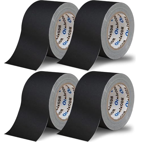 Image of 4 Pack Black Grade Gaffer Tape 4 Inch x 30 Yards, Floor Tape for Electrical Cords Cable Tape, Waterproof Rubber Adhesive No Residue Non-Reflective Matte Finish Gaff Tape, Multipurpose Gaffers Tape