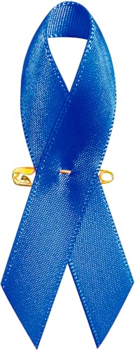 Image of Curvier 100PCS Blue Satin Awareness Ribbons Lapel Pins Diabetes Awareness Ribbon