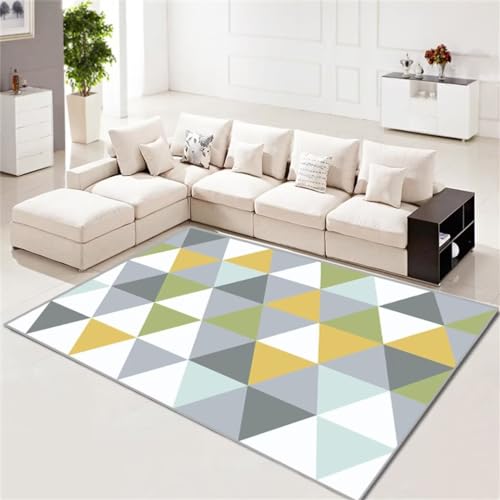 Tapis doux et lavable jaune à sticker géométrique moderne - 2