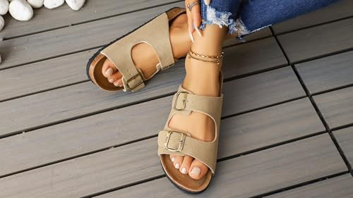 Image of WTW Women's Suede Cork Footbed Sandals Slide for Women with Arch Support