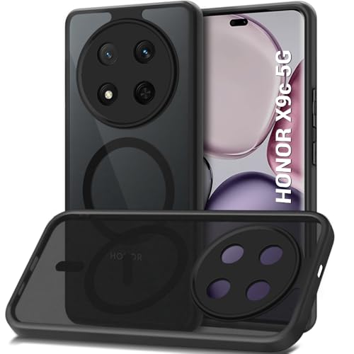 Image of TheGiftKart Hybrid Shockproof Back Cover Case for Honor X9C 5G | Hard Back Case Cover for Honor X9C 5G (PC & TPU, Translucent Smoke Matte Back, MagSafe Compatible, Black Sides)