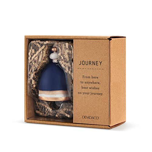 Demdaco Journey Navy Blue 2.5 Inch Ceramic Stoneware And Wood Mini Inspired Bell #TOP2